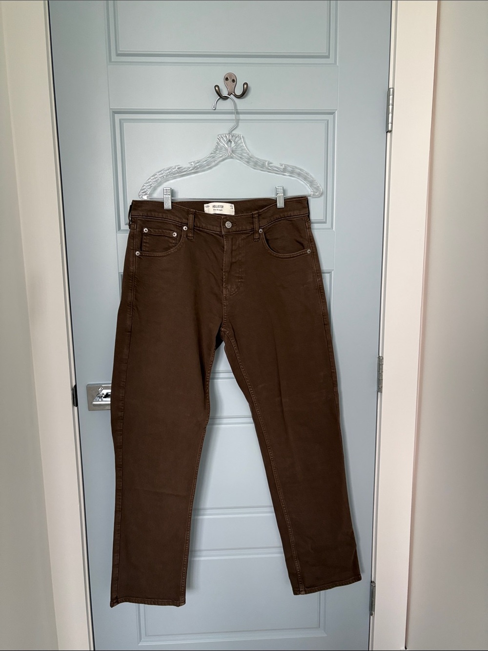 Hollister Men's Dark Brown Straight-Leg Chinos
